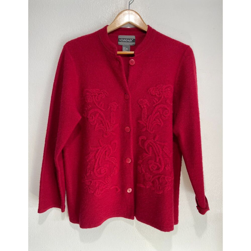 Nouveaux wool jacket sweater embroidery cardigan Australia made women L